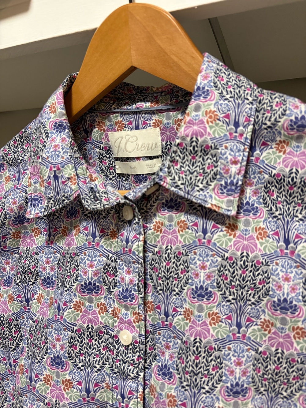 J.Crew Floral Botanical Print Button Down Shirt 4 Slim Classic Preppy
